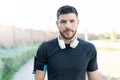 Handsome Man In Sportswear At Park Royalty Free Stock Photo