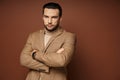 handsome man in turtleneck and blazer Royalty Free Stock Photo