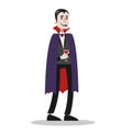 Handsome man in a vampire costume