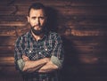 Handsome man wearing checkered shirt