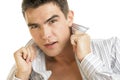 Handsome man wearing unbuttoned shirt Royalty Free Stock Photo