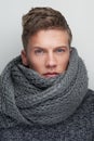Handsome Man with Wool Scarf Royalty Free Stock Photo