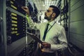 Man in data centre Royalty Free Stock Photo