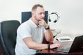 man working with laptop in office, works in the IT field Royalty Free Stock Photo