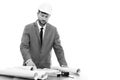 Handsome mature contractor drawing a building plan Royalty Free Stock Photo