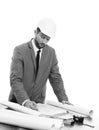Handsome mature contractor drawing a building plan Royalty Free Stock Photo