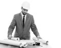 Handsome mature contractor drawing a building plan Royalty Free Stock Photo