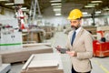 Handsome mature engineer in the factory Royalty Free Stock Photo