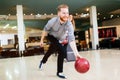 Handsome man bowling Royalty Free Stock Photo