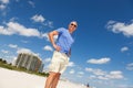 Handsome middle age man at the beach Royalty Free Stock Photo