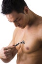 Handsome Muscled Young Man Shaving his Chest Royalty Free Stock Photo