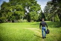 Handsome Muscular Hunk Man Outdoor in City Park