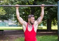 Handsome Muscular Hunk Man Outdoor in City Park