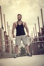 Handsome Muscular Hunk Man Outdoor in City Setting Royalty Free Stock Photo