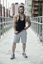 Handsome Muscular Hunk Man Outdoor in City Setting Royalty Free Stock Photo