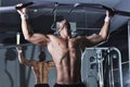 Handsome Muscular Male Model With Perfect Body Doing Pull Ups Royalty Free Stock Photo