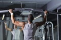 Handsome Muscular Male Model With Perfect Body Doing Pull Ups Royalty Free Stock Photo