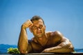 Handsome Muscular Shirtless Hunk Man Outdoor Royalty Free Stock Photo