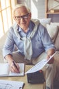 Handsome old man at home Royalty Free Stock Photo