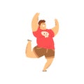 Handsome overweight man in casual clothes, fat guy, body positive vector Illustration on a white background