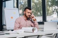 handsome pensive businessman writing something Royalty Free Stock Photo