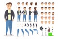 Handsome photographer character set for animation