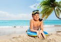 Happy little boy on tropical island vacation Royalty Free Stock Photo