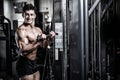 Handsome power athletic man on diet training pumping up muscles Royalty Free Stock Photo