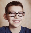 Preteen boy with correction myopia glasses Royalty Free Stock Photo