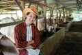 handsome rancher wearing a cowboy hat with crossed hands pose