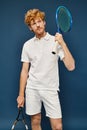 handsome redhead man in white attire