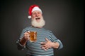 Handsome sailor. Seaman. Santa claus with beer Royalty Free Stock Photo