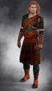 Handsome Scottish Highland Warrior in a Tartan Kilt full figure
