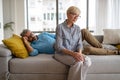Handsome senior man and attractive old woman are having relationship problems Royalty Free Stock Photo