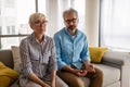 Handsome senior man and attractive old woman are having relationship problems Royalty Free Stock Photo