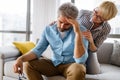 Handsome senior man and attractive old woman are having relationship problems Royalty Free Stock Photo