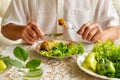 Handsome senior man eating healthy breakfast outdoors Royalty Free Stock Photo