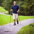 handsome senior man nordic walking Royalty Free Stock Photo