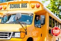 handsome senior school bus driver looking at camera Royalty Free Stock Photo
