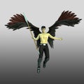 Handsome Dark Angel in flight holding a spear Royalty Free Stock Photo