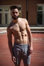 Handsome shirtless young man with beard Royalty Free Stock Photo