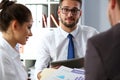 Handsome smiling bearded clerk man wearing glasses Royalty Free Stock Photo