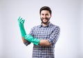 Bearded man wearing gloves Royalty Free Stock Photo