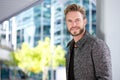 Handsome smiling man with beard outside Royalty Free Stock Photo