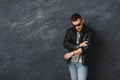 Handsome smiling man posing in studio Royalty Free Stock Photo