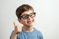 Handsome smiling toothless boy thumbs up Royalty Free Stock Photo