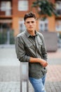 Handsome smiling young man portrait. Cheerful man looking at camera Royalty Free Stock Photo