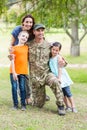 Handsome soldier reunited with family