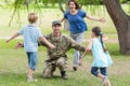 Handsome soldier reunited with family