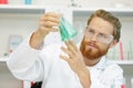 handsome student chemistry working with chemicals Royalty Free Stock Photo